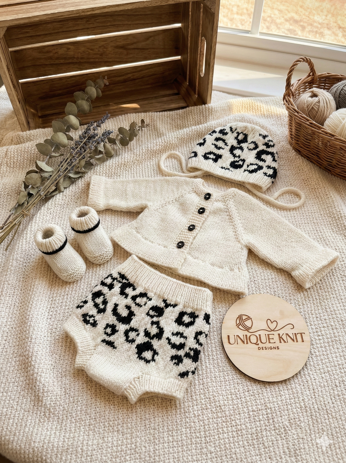 "Sable” 4 piece set knitting pattern set for Reborn doll 16 -22” or 0-3 Month Old Baby