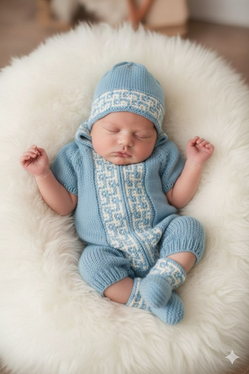 "Tetris” Romper Knitting pattern set for Reborn doll 16 -22” or 0-3 Month Old Baby