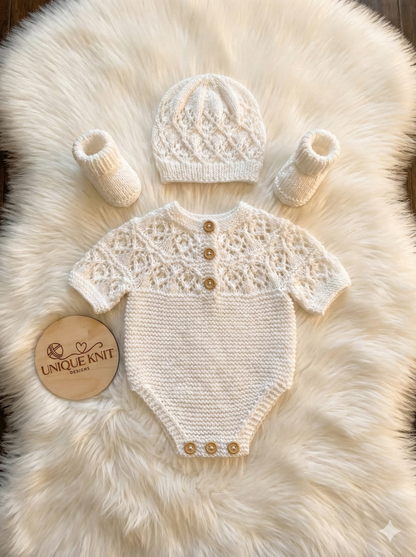 "Pistachio" Romper knitting pattern for reborn doll 16-22" or 0-3 Month old baby