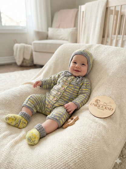 "Elijah” Romper set knitting pattern for reborn doll 16-22" or 0-3 month old baby