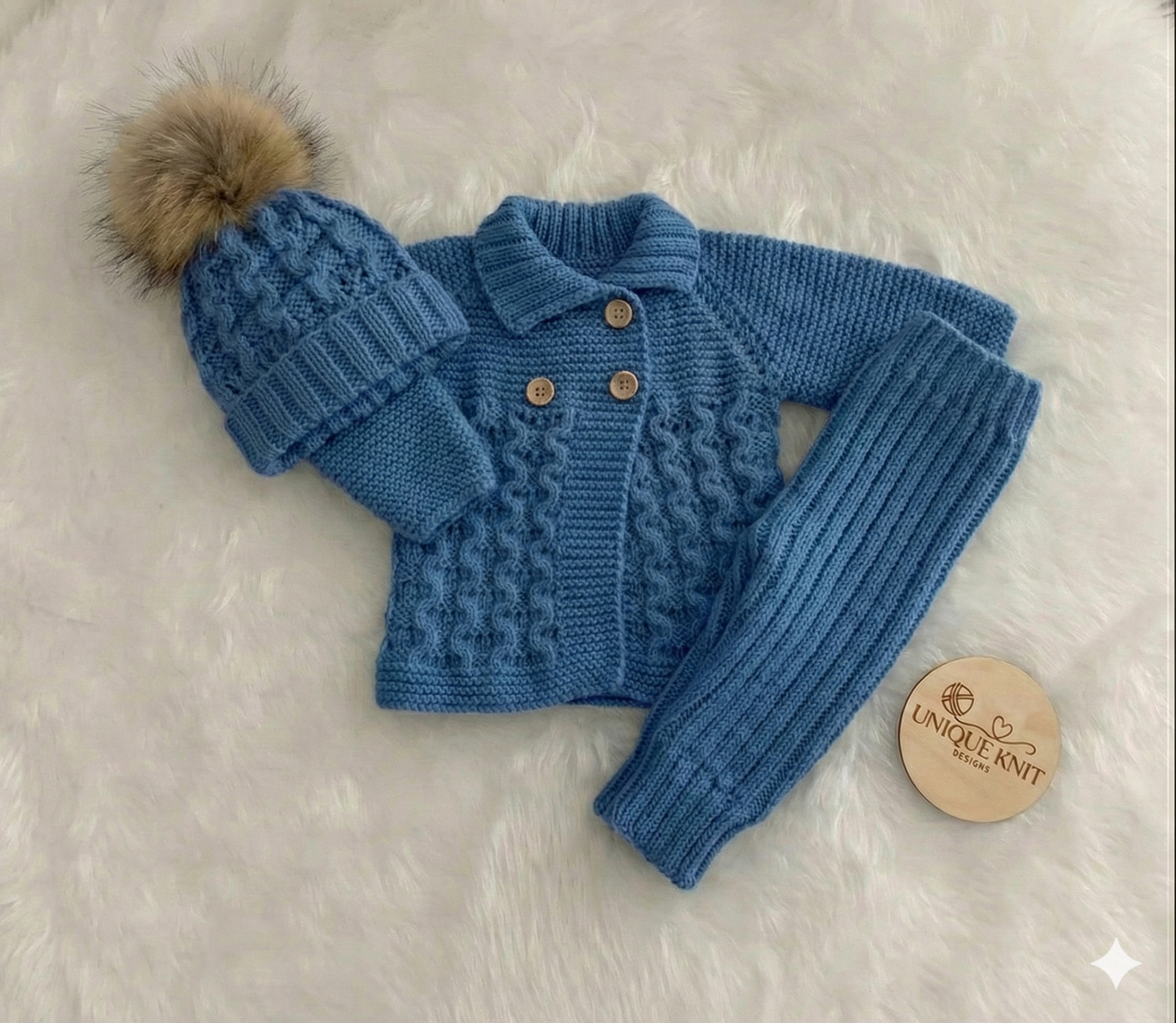 "Poinsettia” Cosy coat and legging set Knitting pattern for Reborn doll 16 -22” or 0-3 Mth Old Baby