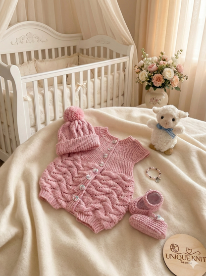 "Gardenia ” Sideways made Knitting pattern for Reborn doll 16 -22” or 0-3 Mth Old Baby