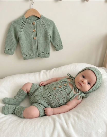 "Davina” 4 piece Set Knitting pattern for Reborn doll 16-22” or 0-3 Month Old Baby