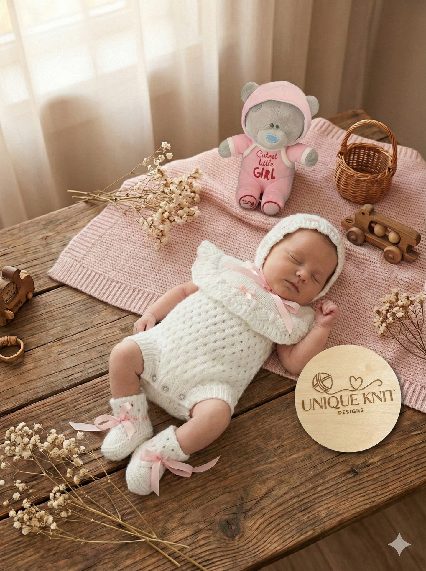 "Crystal” Romper Knitting pattern for Reborn doll 16 -22” or 0-3 Mth Old Baby