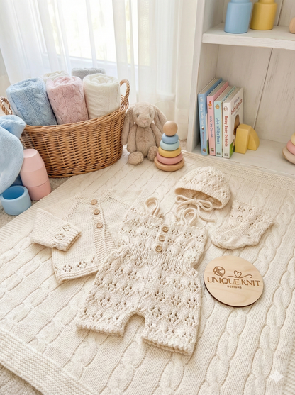 "Davina” 4 piece Set Knitting pattern for Reborn doll 16-22” or 0-3 Month Old Baby