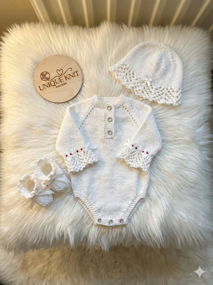"Chelsea" Romper knitting pattern for reborn doll 16-22" or 0-3 Month old baby