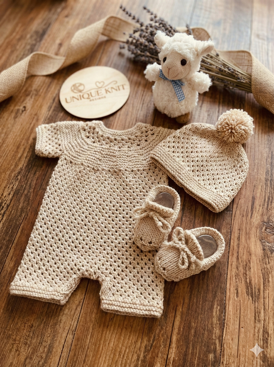 "Wisteria” romper Knitting pattern for Reborn doll 16 -22” or 0-3 Mth Old Baby