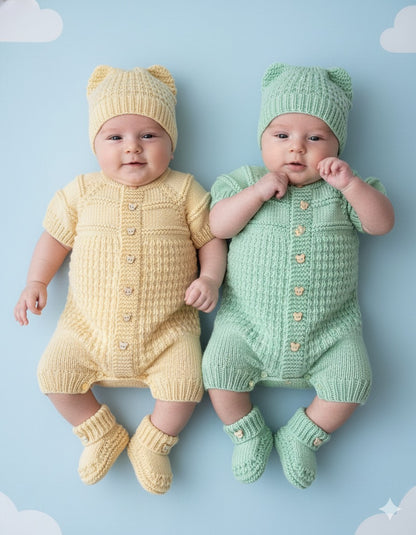 "Mango" Romper knitting pattern for reborn doll 16-22" or 0-3 Month old baby