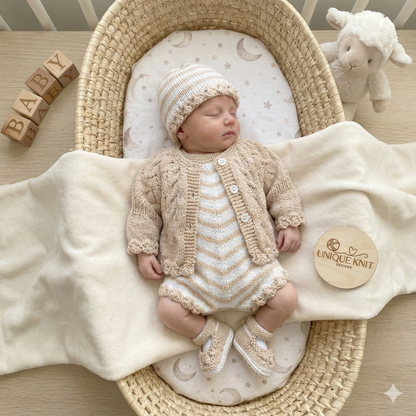 "Violets” 4 Piece Set Knitting pattern for Reborn doll 18-22” or 0-3 Mth Old Baby