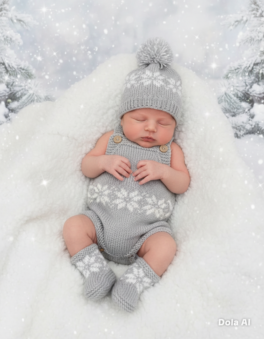 "Snowflake” Romper Knitting pattern for Reborn doll 16 -22” or 0-3 Month Old Baby