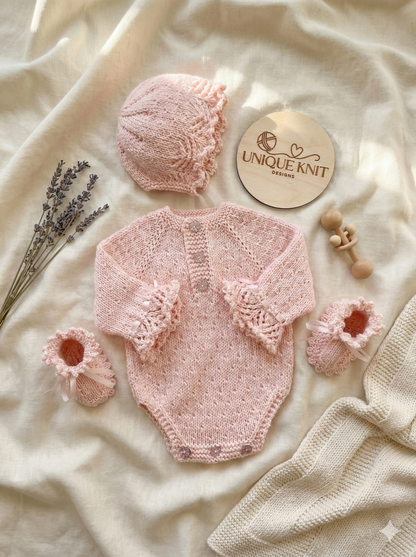 "Chelsea" Romper knitting pattern for reborn doll 16-22" or 0-3 Month old baby