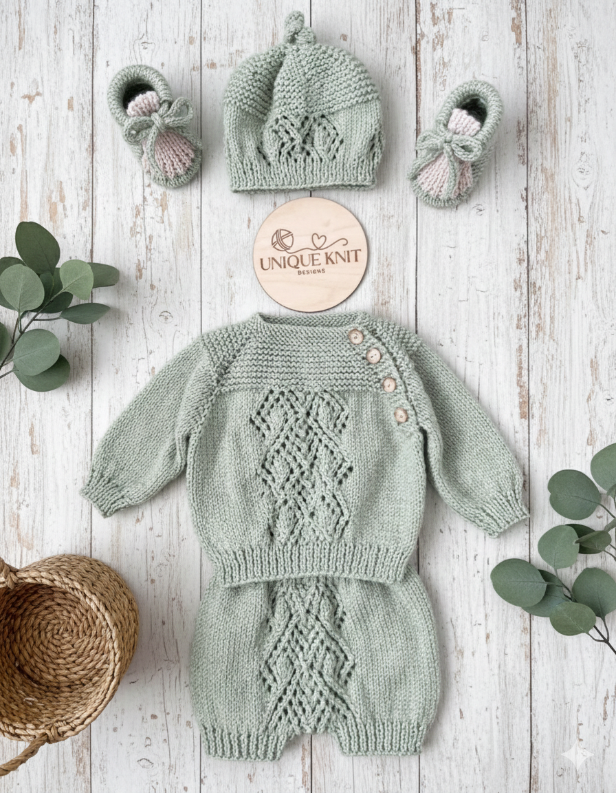 "Jordan” 4 Piece Knitting pattern set for Reborn doll 16 -22” or 0-3 Month Old Baby