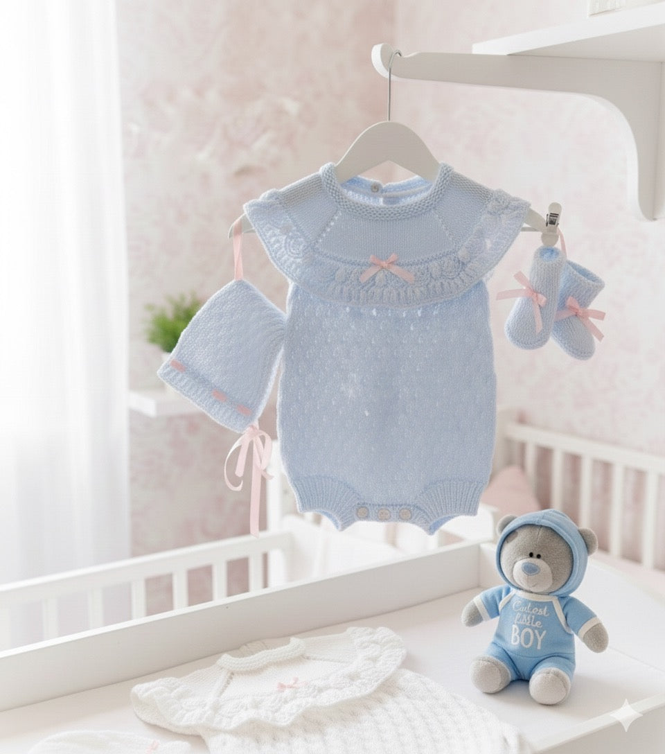 "Crystal” Romper Knitting pattern for Reborn doll 16 -22” or 0-3 Mth Old Baby