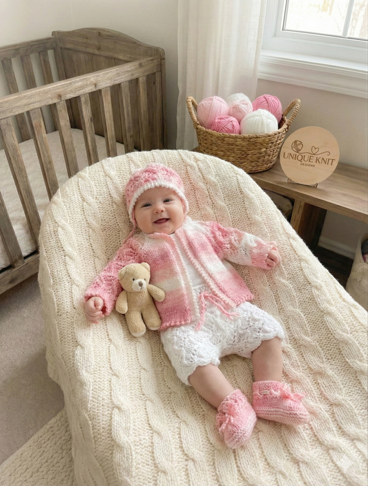"Ivy” 4 Piece Set Knitting pattern for Reborn doll 16-22” or 0-3 Month Old Baby