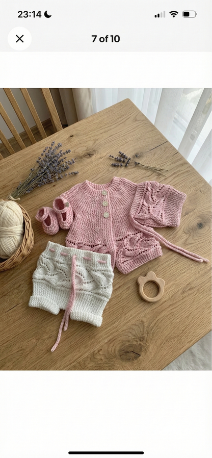 "Heather ” Sideways made Knitting pattern for Reborn doll 16 -22” or 0-3 Mth Old Baby