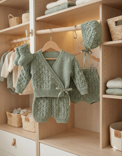 "Caraway” 4 Piece Set Knitting pattern for Reborn doll 16-22” or 0-3 Month Old Baby
