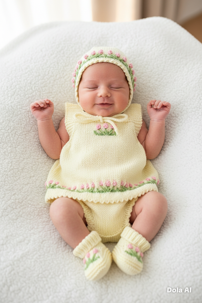 "Betsy” 4 Piece Knitting pattern set for Reborn doll 16 -22” or 0-3 Month Old Baby