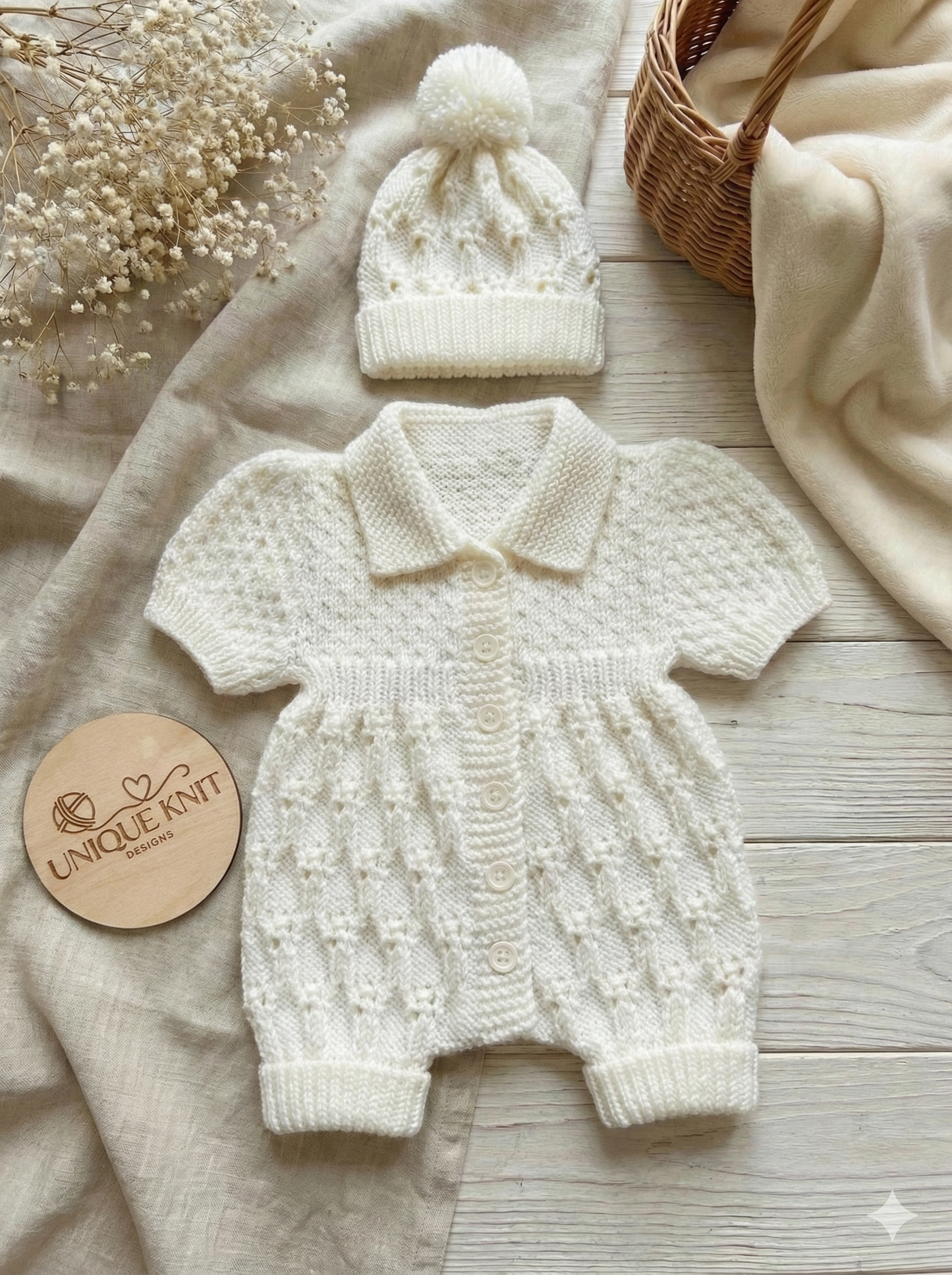 "Bluebell ” Romper Knitting pattern for Reborn doll 16 -22” or 0-3 Mth Old Baby