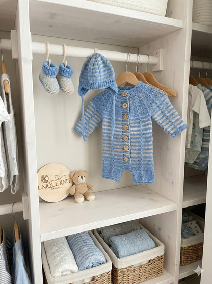 "Elijah” Romper set knitting pattern for reborn doll 16-22" or 0-3 month old baby