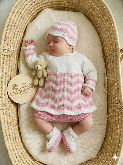 "Thistle” Top / Cardigan 4 piece set Knitting pattern for Reborn doll 16 -22” or 0-3 Mth Old Baby