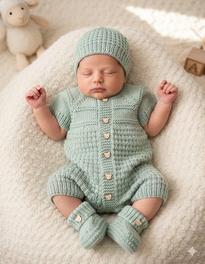 "Mango" Romper knitting pattern for reborn doll 16-22" or 0-3 Month old baby