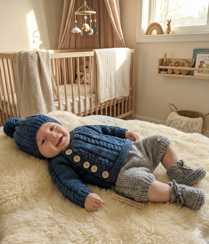 "Pepper” Side opening top and lace up  boot set Knitting pattern for Reborn doll 16 -22” or 0-3 Mth Old Baby