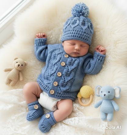 "Oregano” 4 Piece Set Knitting pattern for Reborn doll 16-22” or 0-3 Mth Old Baby