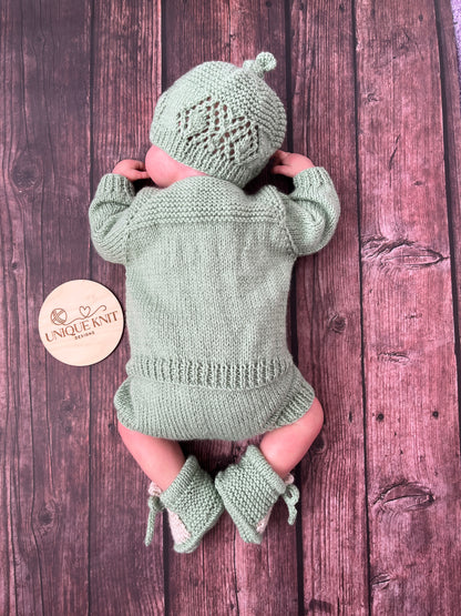 "Jordan” 4 Piece Knitting pattern set for Reborn doll 16 -22” or 0-3 Month Old Baby