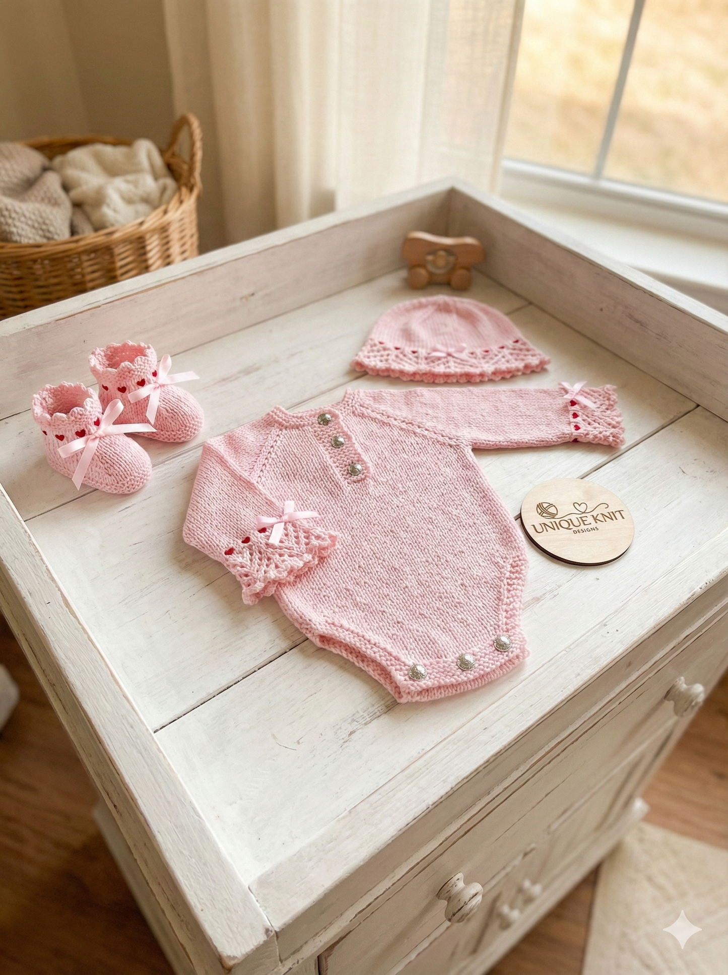 "Chelsea" Romper knitting pattern for reborn doll 16-22" or 0-3 Month old baby