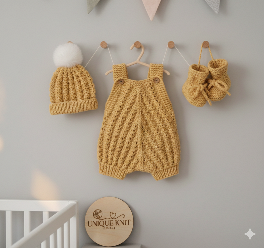 "Lupin” Romper Knitting pattern for Reborn doll 16 -22” or 0-3 Mth Old Baby