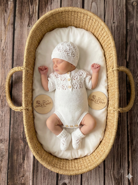"Pistachio" Romper knitting pattern for reborn doll 16-22" or 0-3 Month old baby