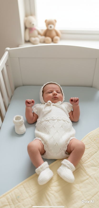 "Angel” Romper Knitting pattern for Reborn doll 16 -22” or 0-3 Month Old Baby