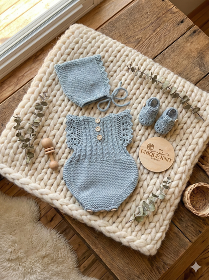 "Florence” Romper Knitting pattern for Reborn doll 16 -22” or 0-3 Month Old Baby