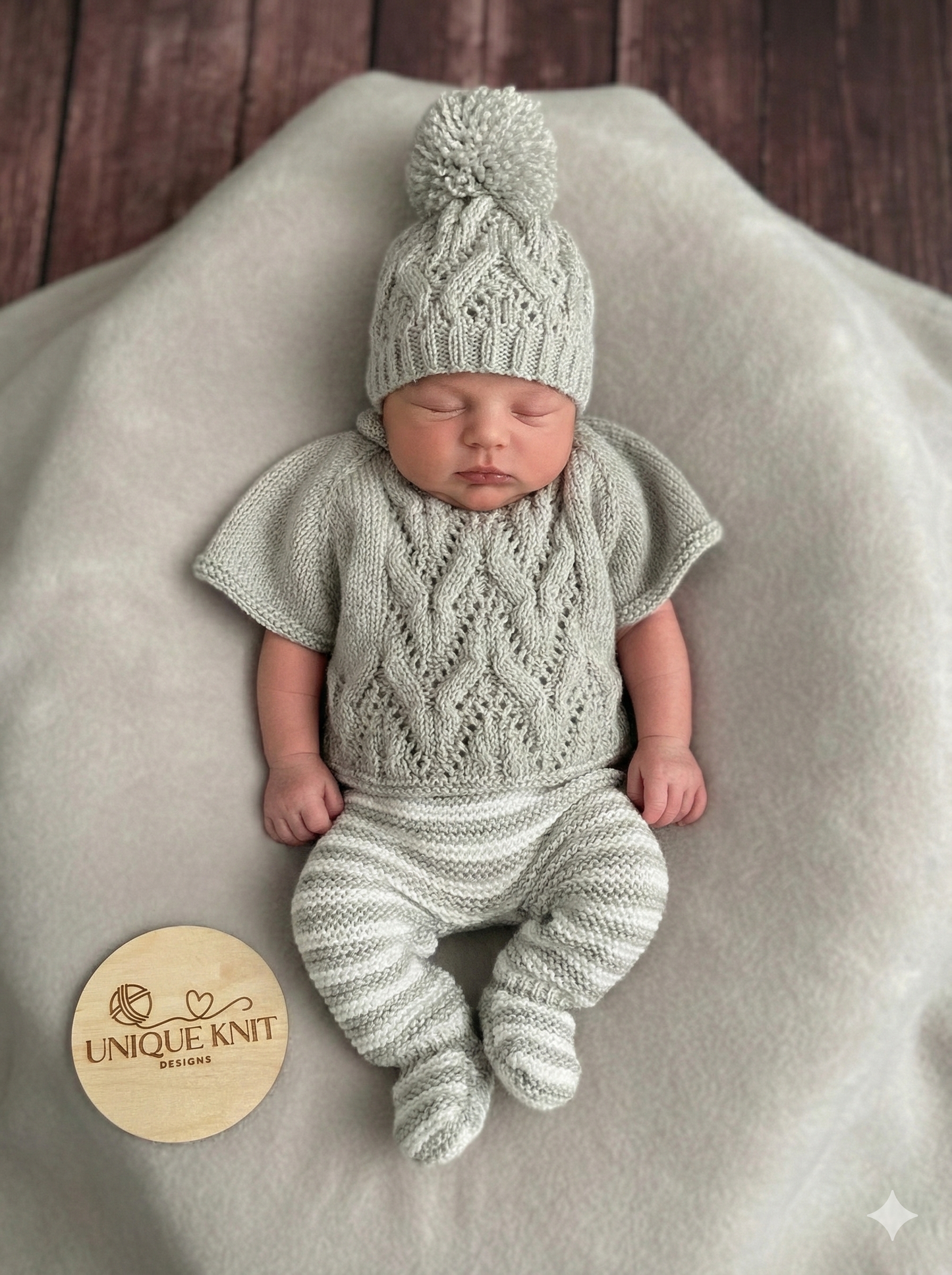 "Harlem” Poncho set Knitting pattern for Reborn doll 16 -22” or 0-3 Month Old Baby