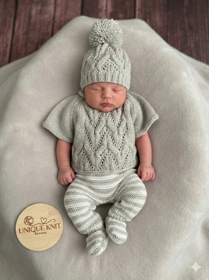 "Harlem” Poncho set Knitting pattern for Reborn doll 16 -22” or 0-3 Month Old Baby