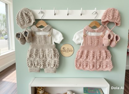 "Tim & Kim ” Multi Piece  twin set knitting pattern for reborn doll 16-22" or 0-3 month old baby