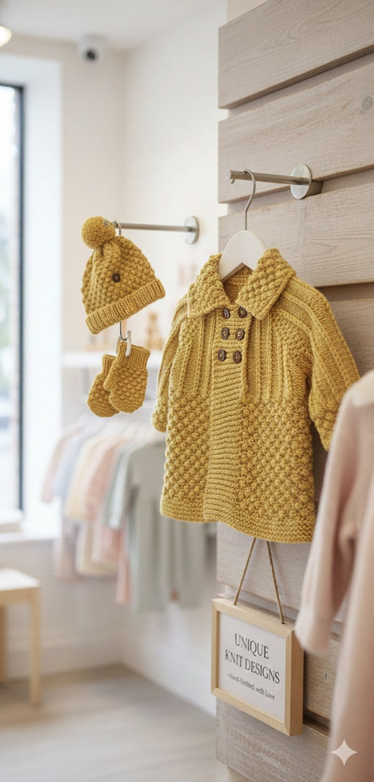 "Enchanted” 3 Piece Coat Set Knitting pattern for Reborn doll 16-22” or 0-3 Month Old Baby