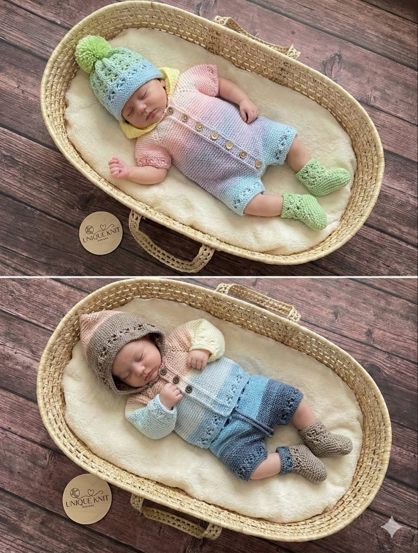 "Rainbow” Multi Piece set knitting pattern for reborn doll 16-22" or 0-3 month old baby