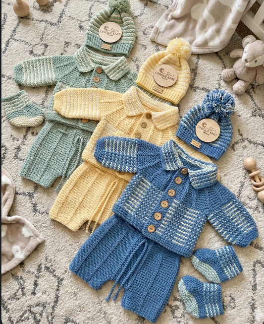 "Nathan” 4 Piece set - 8 sizes from premature to 24 Month old baby