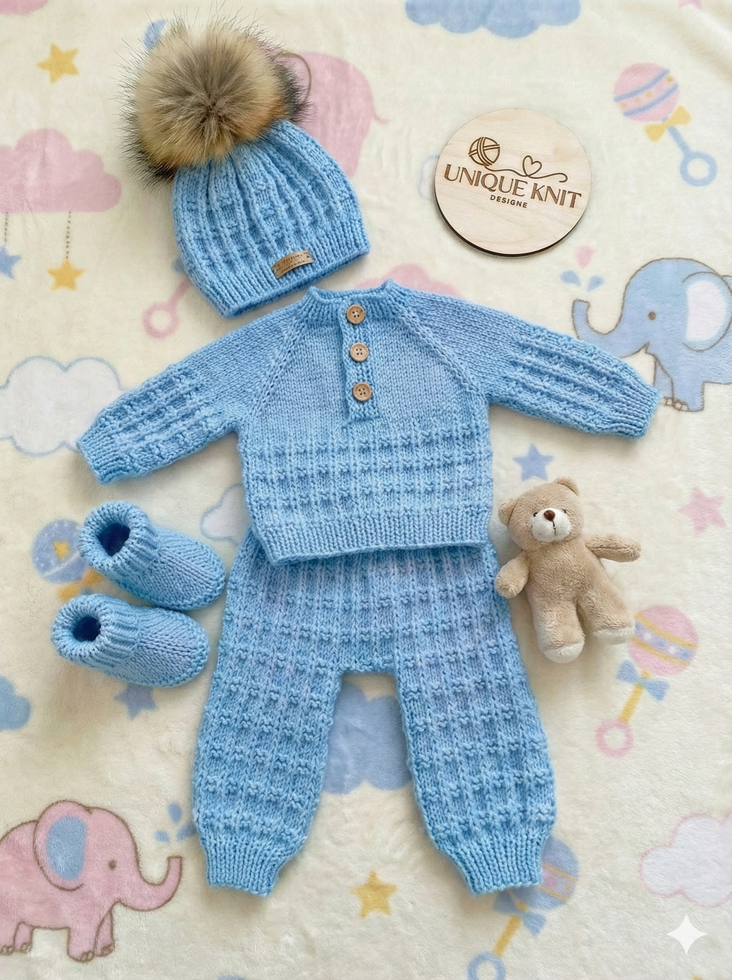 "Winter” 4 Piece Set Knitting pattern for Reborn doll 16-22” or 0-3 Month Old Baby