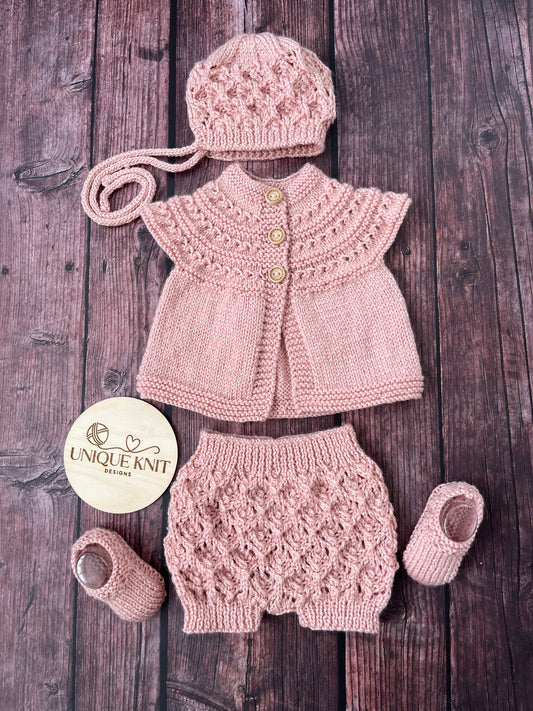 "Rianne” 4 Piece Knitting pattern set for Reborn doll 16 -22” or 0-3 Month Old Baby