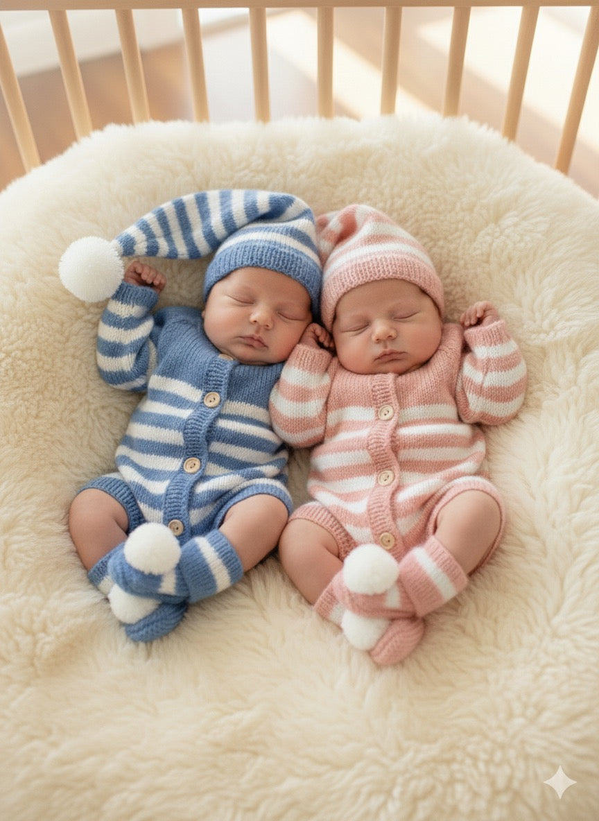 "Sweet Dreams” Romper Set Knitting pattern for Reborn doll 16 - 22” or 0-3 Mth Old Baby