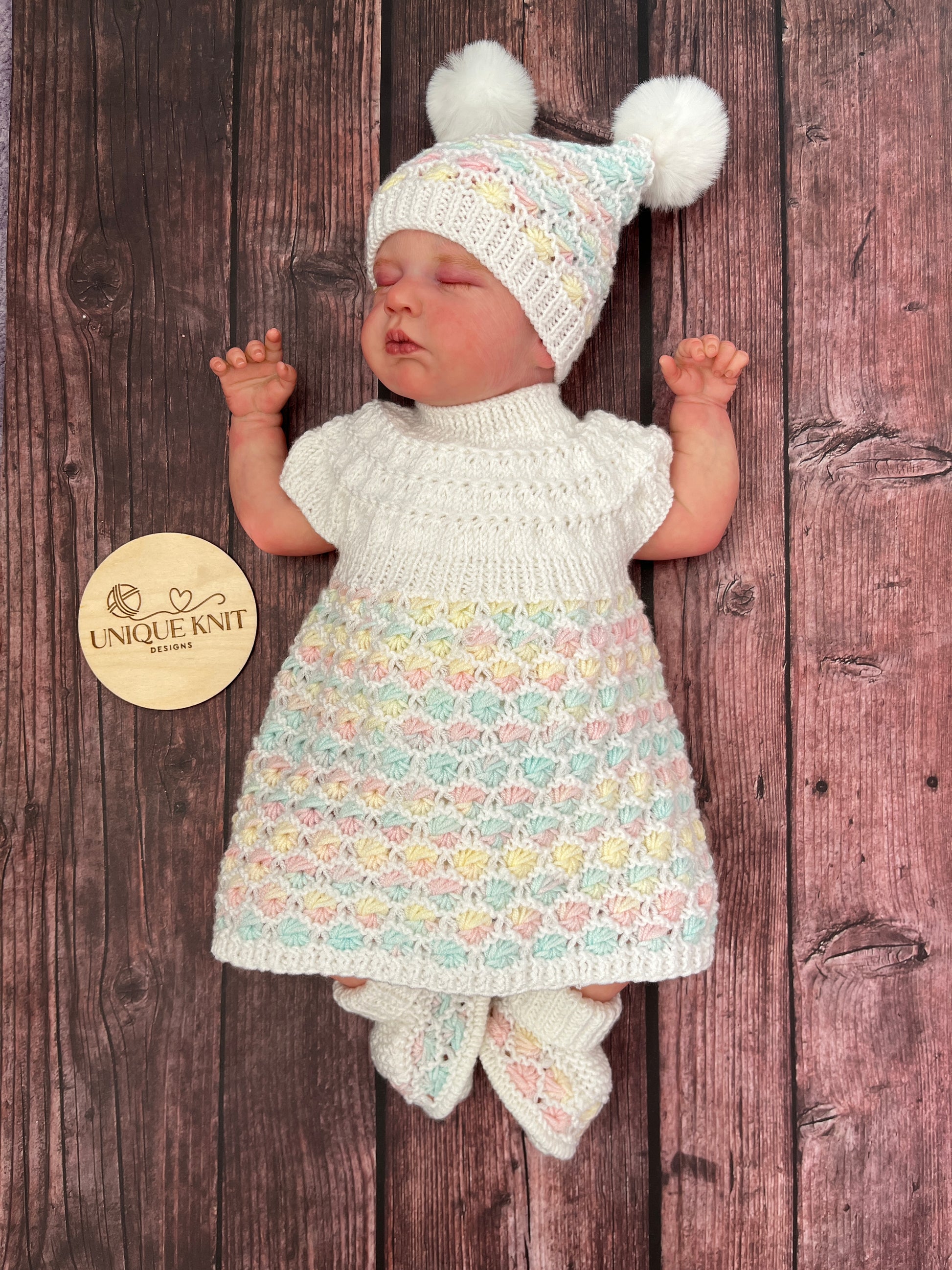 Dress Pattern Knitted Newborn Girl Outfits Baby Doll Clothes Set