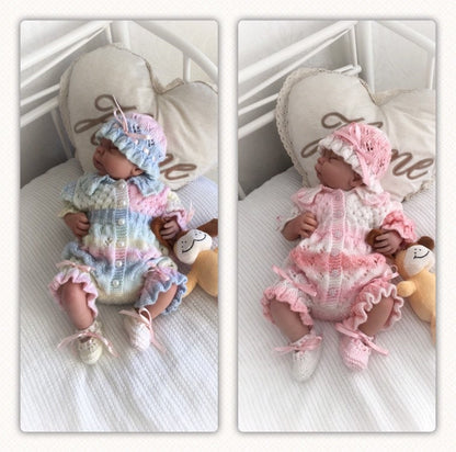 "Blossom ” Romper Knitting pattern for Reborn doll 16 -22” or 0-3 Mth Old Baby