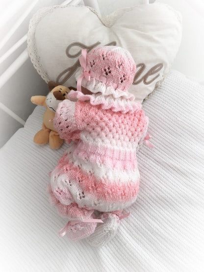 "Blossom ” Romper Knitting pattern for Reborn doll 16 -22” or 0-3 Mth Old Baby