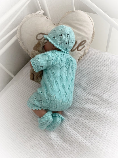"Snowdrop ” Romper Knitting pattern for Reborn doll 16 -22” or 0-3 Mth Old Baby