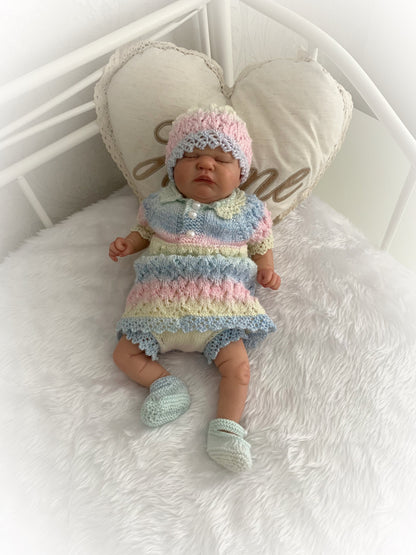 "Daisy” Romper and Dress set Knitting pattern for Reborn doll 16 -22” or 0-3 Mth Old Baby