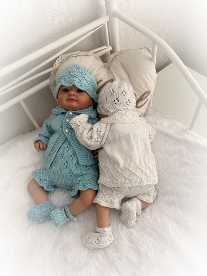 "Iris” cardigan Knitting pattern for Reborn doll 16 -22” or 0-3 Mth Old Baby