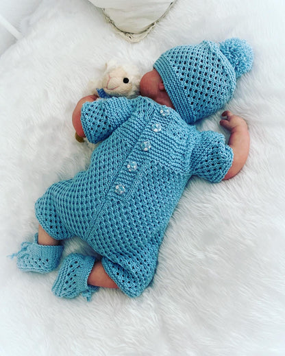 "Wisteria” romper Knitting pattern for Reborn doll 16 -22” or 0-3 Mth Old Baby