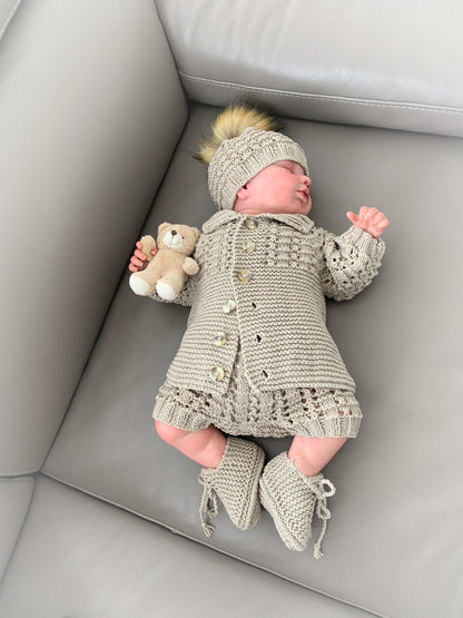 "Biscuit” Multi-piece Knitting pattern for Reborn doll 16 -22” or 0-3 Month Old Baby